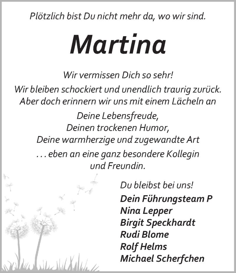  Traueranzeige für Martina Flathmann vom 25.06.2016 aus WESER-KURIER