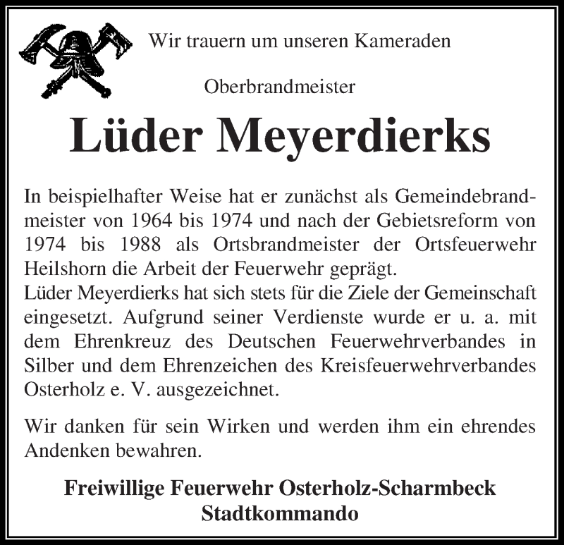  Traueranzeige für Lüder Meyerdierks vom 29.08.2015 aus Osterholzer Kreisblatt