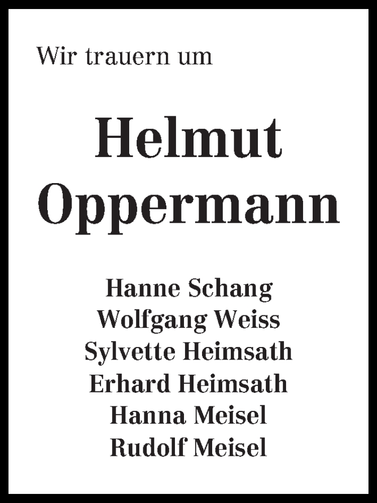  Traueranzeige für Helmut Oppermann vom 04.04.2015 aus WESER-KURIER