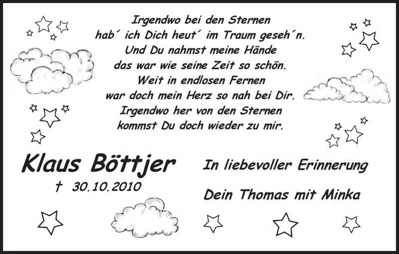 Traueranzeige für Klaus Böttjer vom 30.10.2015 aus Osterholzer Kreisblatt