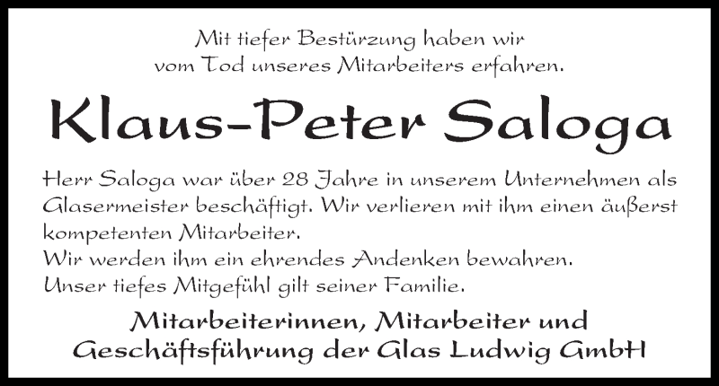  Traueranzeige für Klaus-Peter Saloga vom 23.07.2016 aus WESER-KURIER