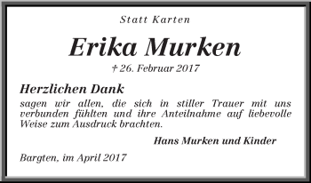 Traueranzeigen Von Erika Murken Trauer Gedenken