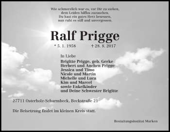 Traueranzeigen Von Ralf Prigge Trauer Gedenken