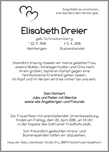 Traueranzeigen Von Elisabeth Dreier Trauer Gedenken