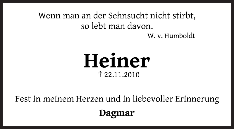  Traueranzeige für Heiner Preißing vom 21.11.2020 aus WESER-KURIER