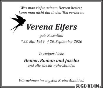 Traueranzeigen Von Verena Elfers Trauer Gedenken