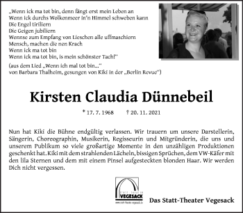 Traueranzeigen Von Kirsten Claudia D Nnebeil Trauer Gedenken