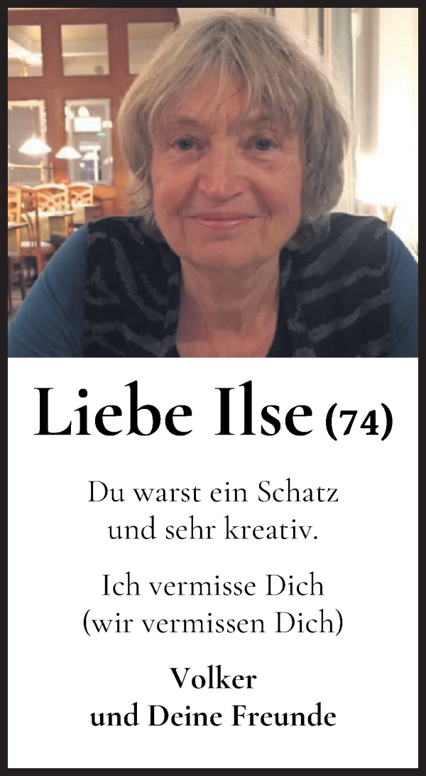 Traueranzeigen Von Ilse Trauer Gedenken