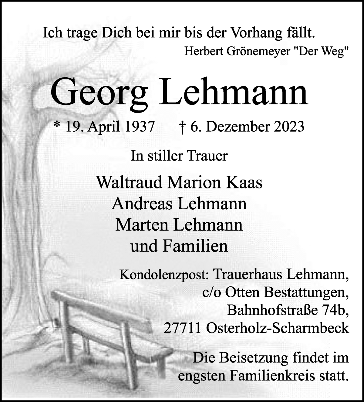 Traueranzeigen Von Georg Lehmann Trauer Gedenken