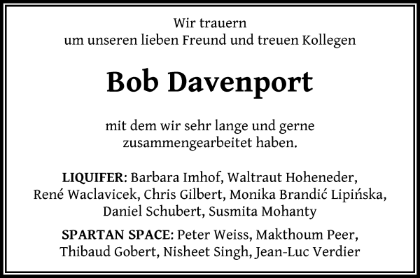 Traueranzeigen Von Bob Davenport Trauer Gedenken