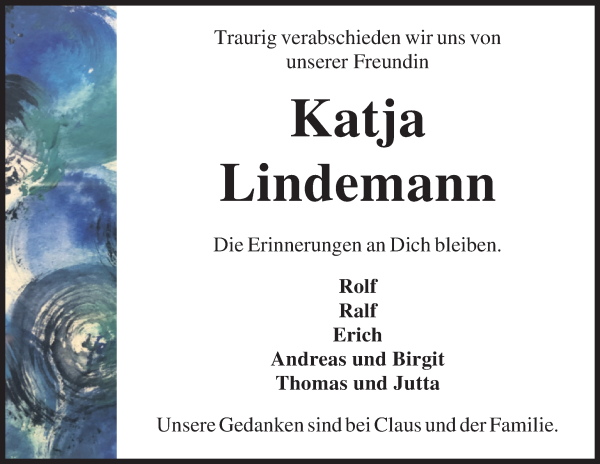 Traueranzeigen Von Katja Lindemann Trauer Gedenken