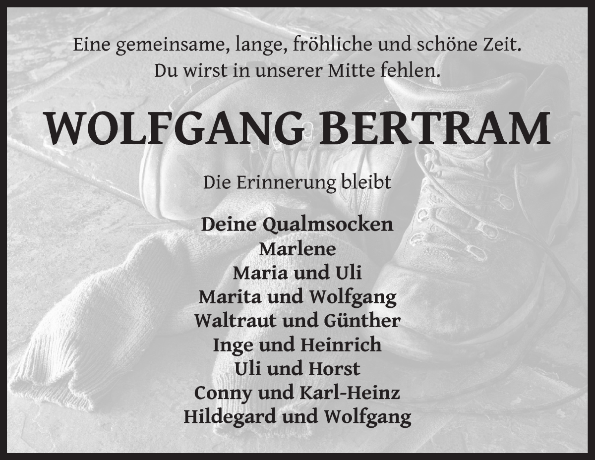 Traueranzeigen Von Wolfgang Bertram Trauer Gedenken