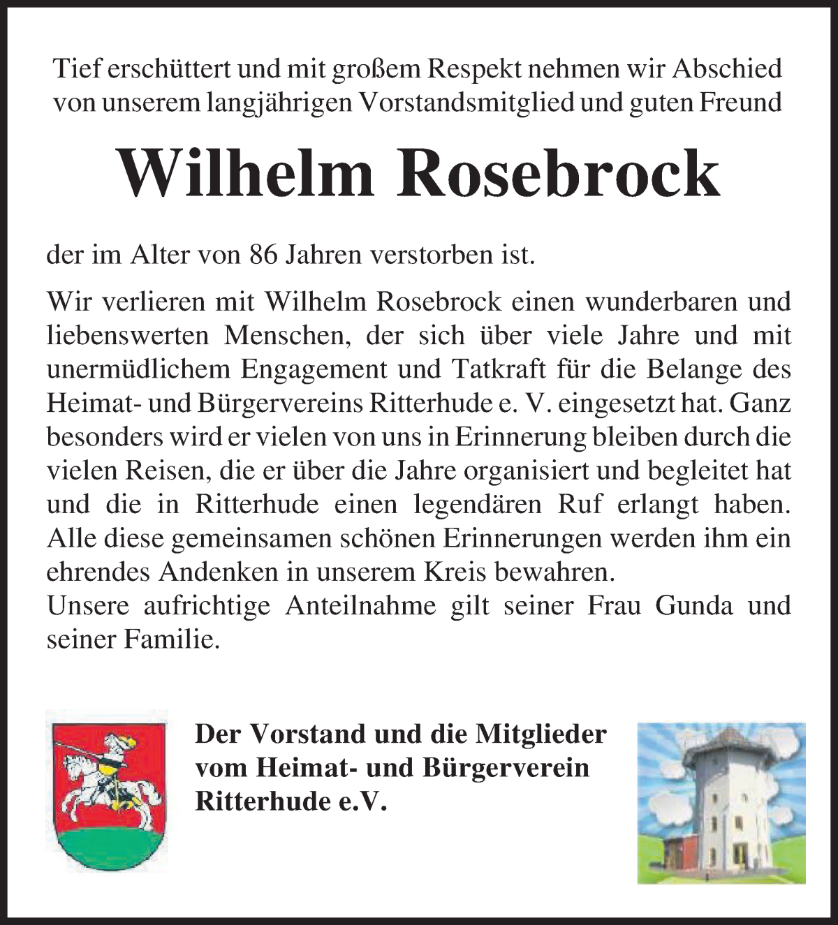 Traueranzeigen Von Wilhelm Rosebrock Trauer Gedenken