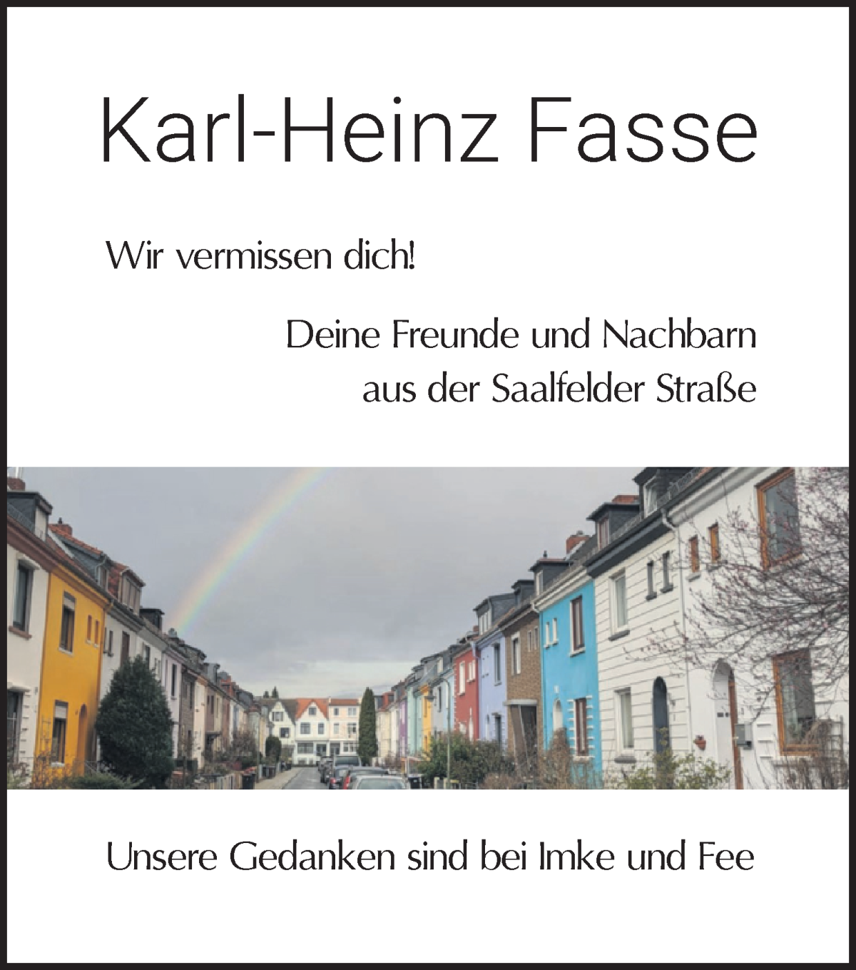 Traueranzeige von Karl-Heinz Fasse von WESER-KURIER