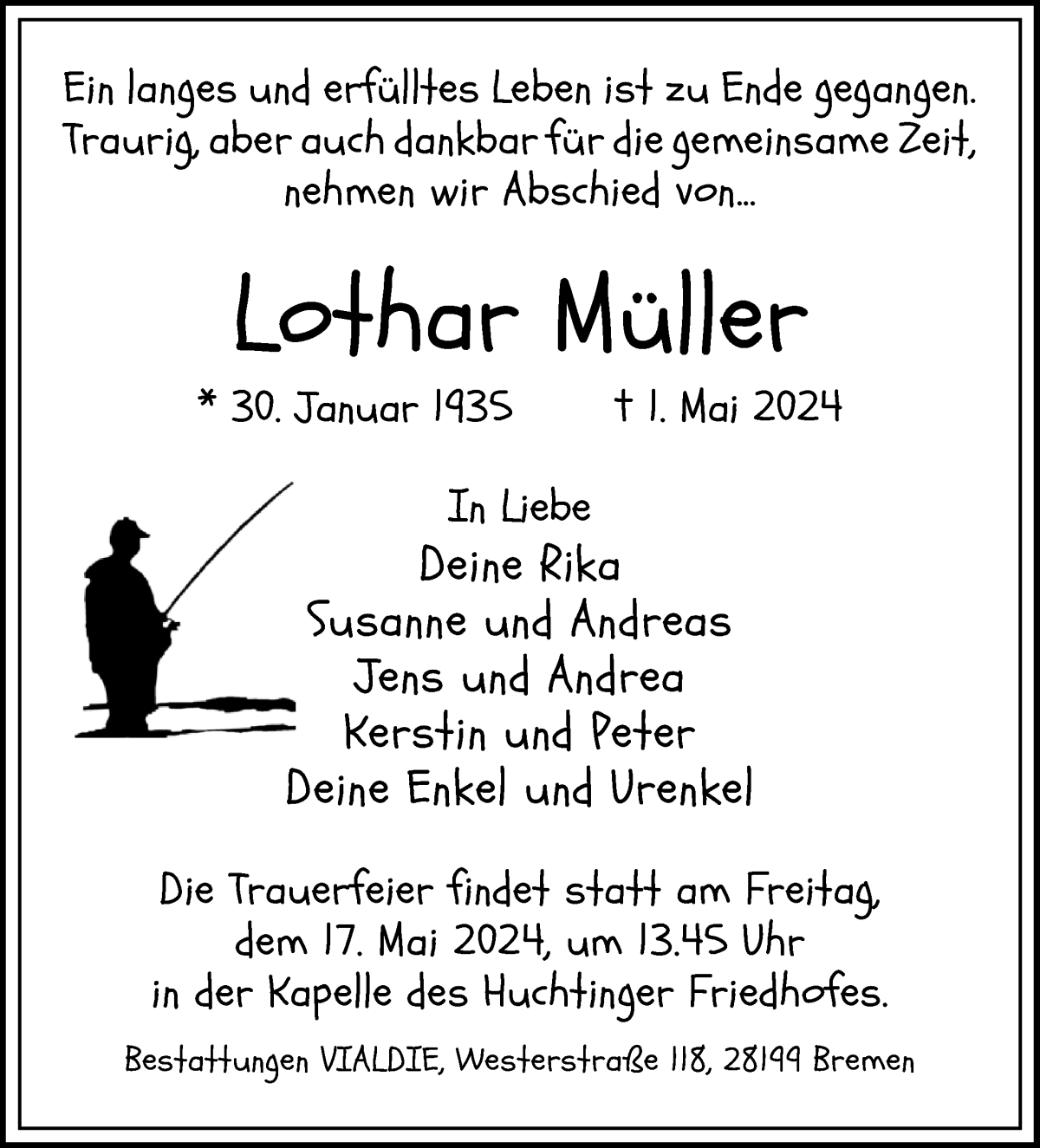 Traueranzeige von Lothar Müller von WESER-KURIER