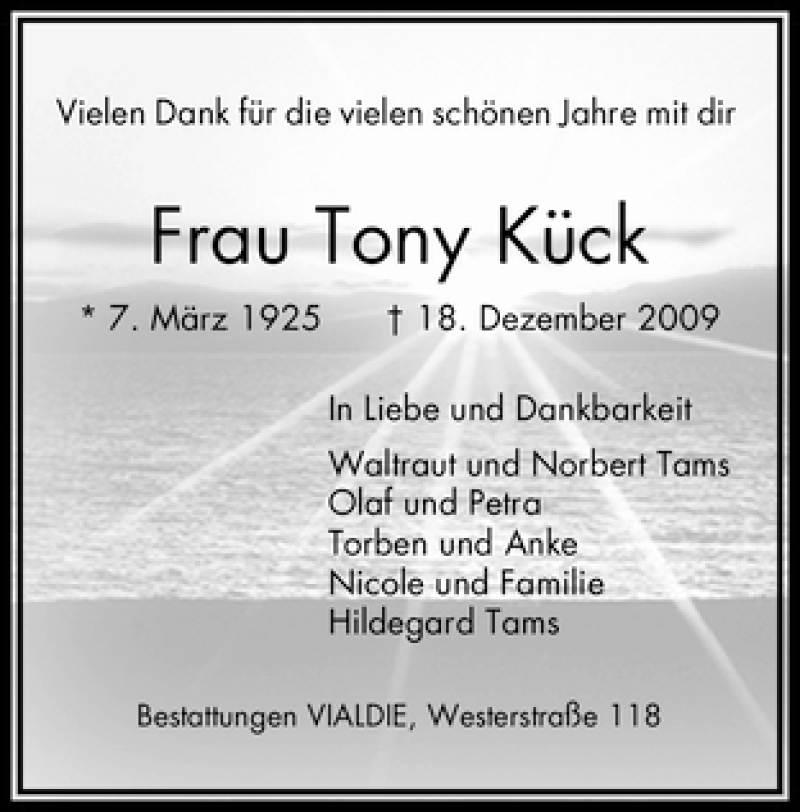 Traueranzeigen Von Tony K Ck Trauer Gedenken