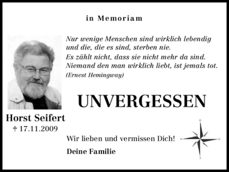  Traueranzeige für Horst Seifert vom 17.11.2010 aus WESER-KURIER