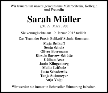 Traueranzeigen Von Sarah M Ller Trauer Gedenken