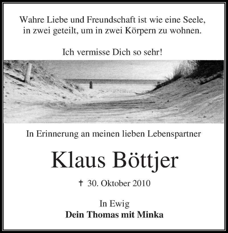  Traueranzeige für Klaus Böttjer vom 30.10.2013 aus WESER-KURIER