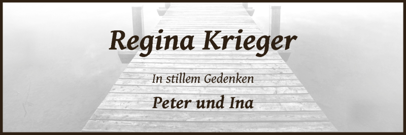  Traueranzeige für Regina Krieger vom 21.08.2014 aus WESER-KURIER