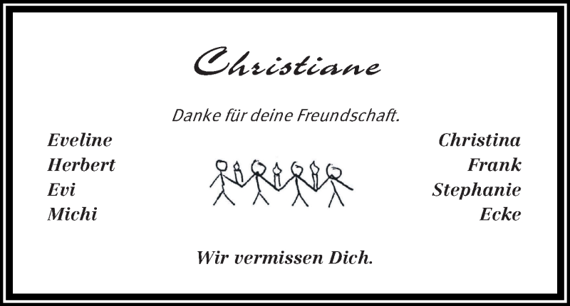  Traueranzeige für Christiane Jans vom 05.01.2015 aus Osterholzer Kreisblatt
