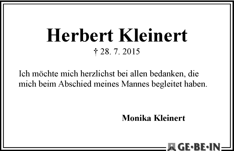 Traueranzeige von Herbert Kleinert von WESER-KURIER