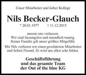 Traueranzeige von Nils Becker-Glauch
