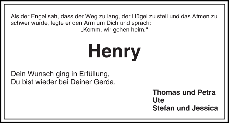  Traueranzeige für Henry Pamperrien vom 20.02.2016 aus WESER-KURIER