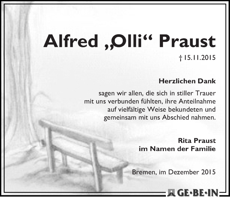 Traueranzeige von Alfred 