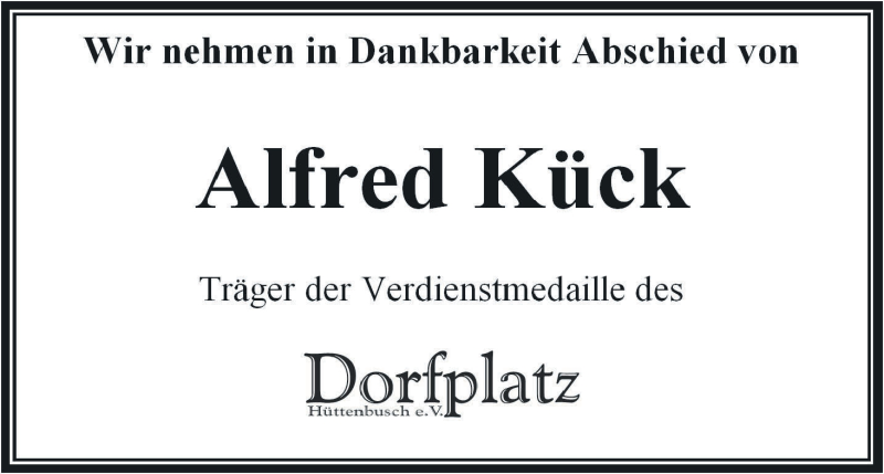 Traueranzeige von Alfred Kück von Wuemme Zeitung