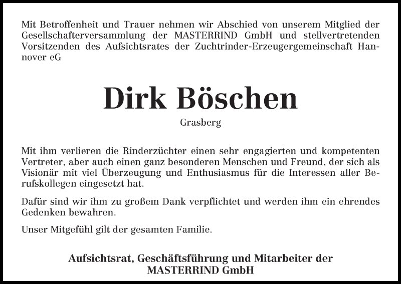  Traueranzeige für Dirk Böschen vom 14.08.2015 aus Osterholzer Kreisblatt