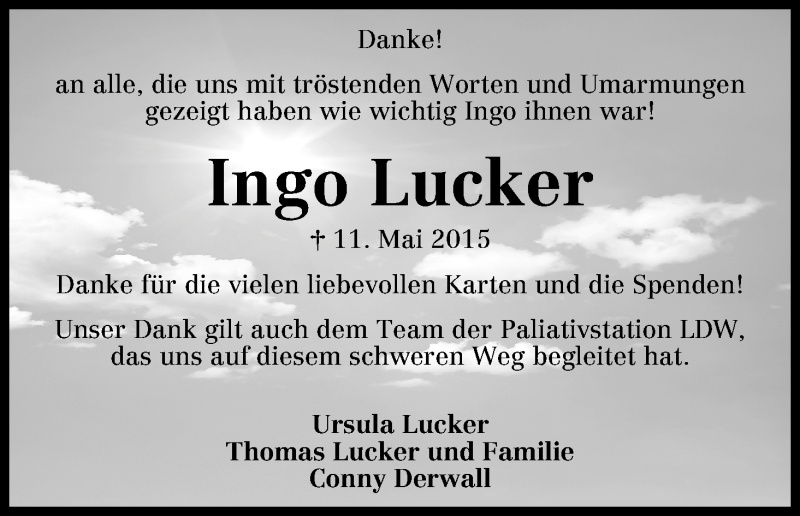 Traueranzeige von Ingo Lucker von Osterholzer Kreisblatt
