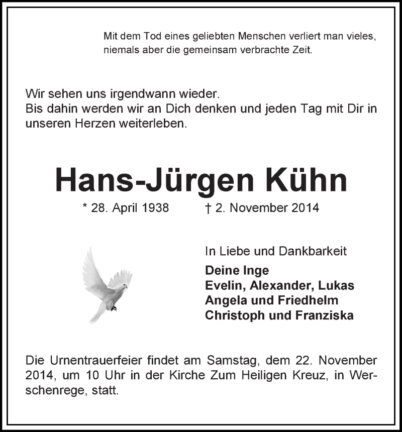 Traueranzeige von Hans-Jürgen Kühn von WESER-KURIER