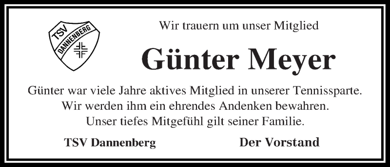 Traueranzeige von Günter Meyer von WESER-KURIER