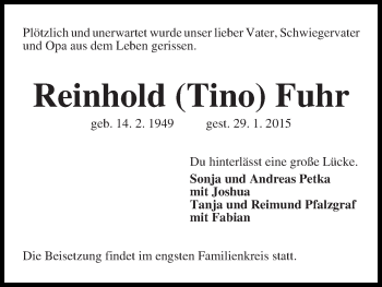 Traueranzeige von Reinhold (Tino) Fuhr