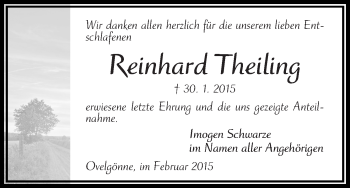 Traueranzeige von Reinhard Theiling