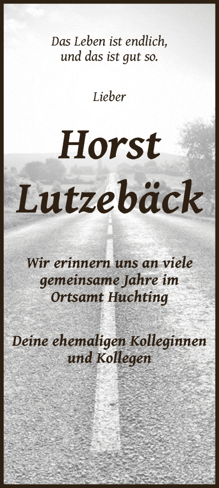 Traueranzeige von Horst Lutzebäck von WESER-KURIER