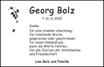 Traueranzeige von Georg Bolz