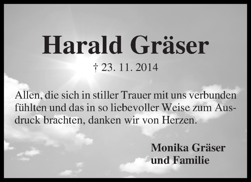 Traueranzeige von Harald Gräser von WESER-KURIER