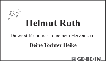 Traueranzeige von Helmut Ruth