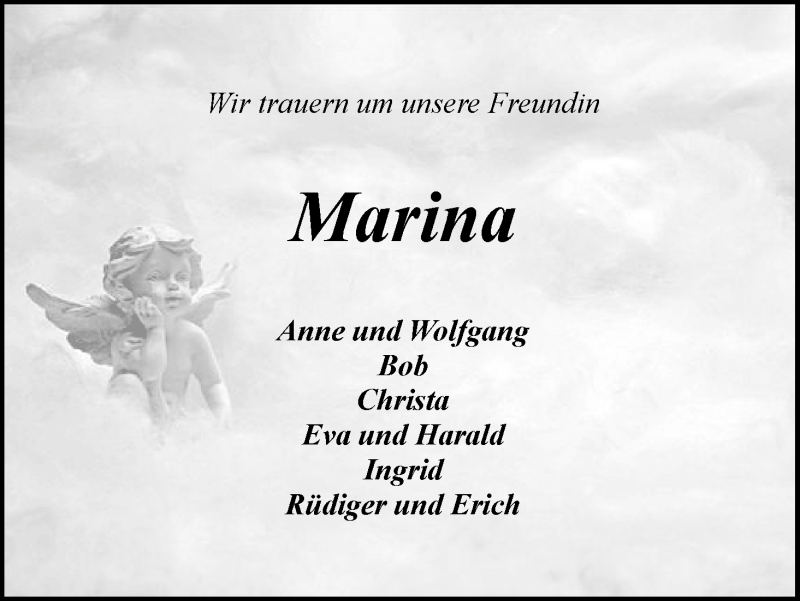 Traueranzeige von Marina Weiser von Wuemme Zeitung
