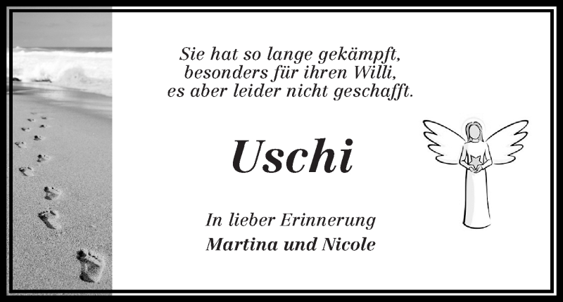 Traueranzeige von Ursula Meyer von WESER-KURIER