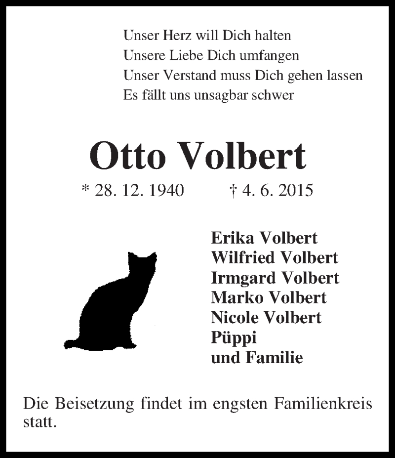 Traueranzeige von Otto Volbert von WESER-KURIER