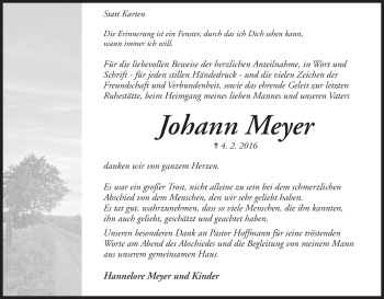Traueranzeige von Johann Meyer