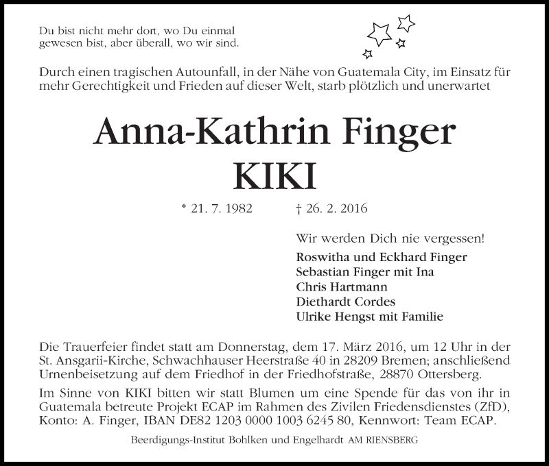 Traueranzeige von Anna-Kathrin 