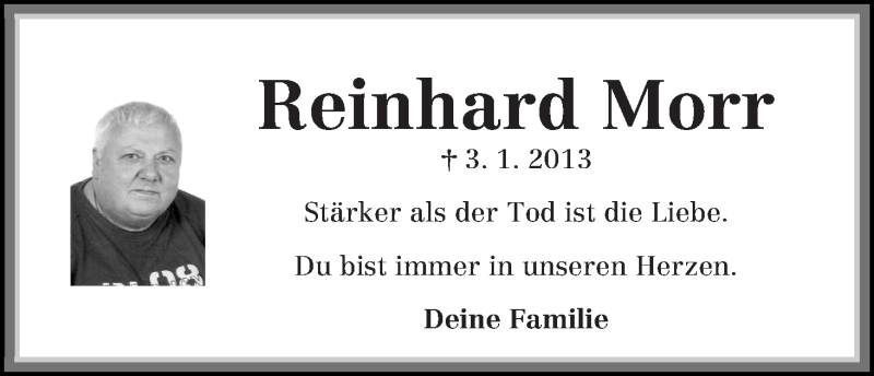 Traueranzeige für Reinhard Morr vom 03.01.2015 aus Die Norddeutsche