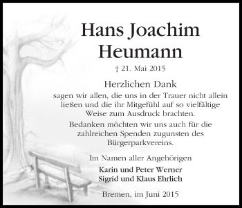 Traueranzeige von Hans Joachim Heumann