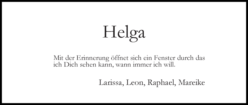 Traueranzeige von Helga Nehrkorn von WESER-KURIER