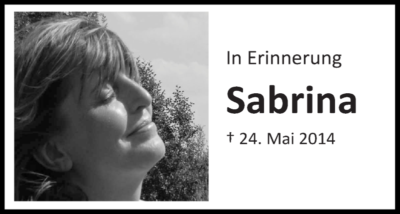  Traueranzeige für Sabrina Sonnabend vom 23.05.2015 aus WESER-KURIER