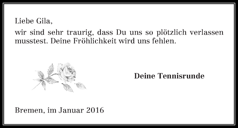 Traueranzeige von Gisela Keuneke von Die Norddeutsche